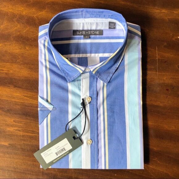 New Slate & Stone Pastel Stripe Short Sleeve Shirt - Picture 2 of 9